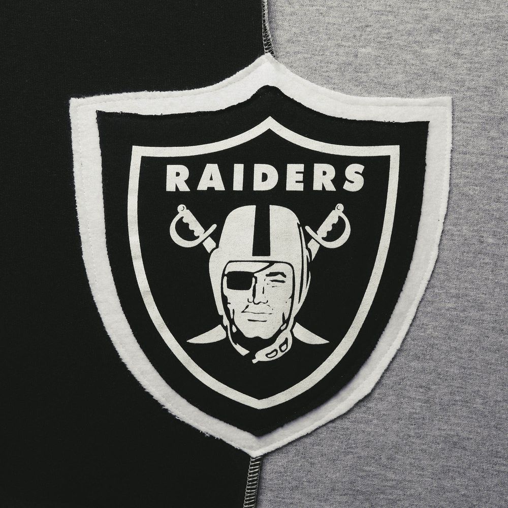 Men's Refried Apparel Black/Heather Gray Las Vegas Raiders Sustainable Split Center Pullover Sweatshirt