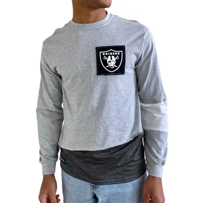 Refried Apparel Men's Refried Apparel Black/Heather Gray Las Vegas Raiders  Sustainable Split Center Pullover Sweatshirt