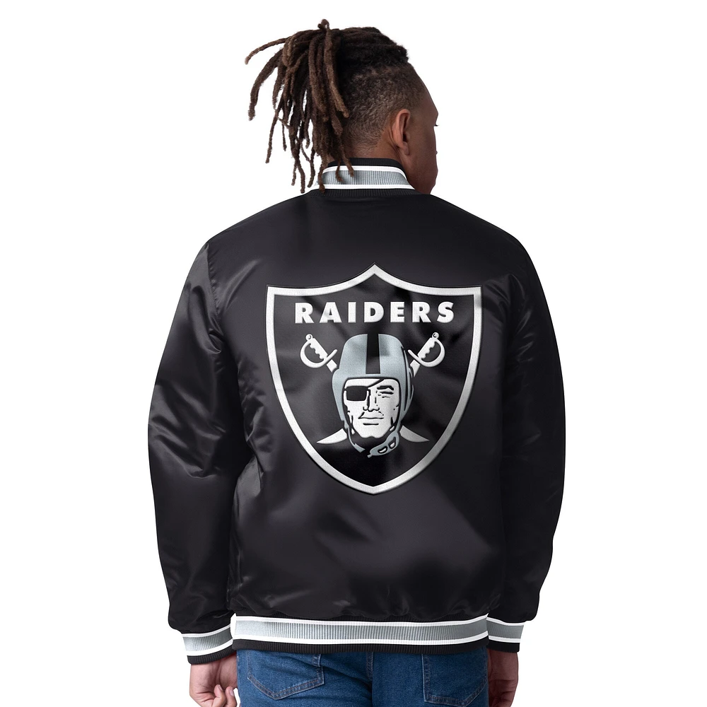 Veste réversible en satin noir/argenté Starter pour homme des Las Vegas Raiders Closer