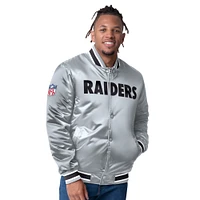 Men's Starter  Black/Silver Las Vegas Raiders Closer Reversible Satin Full-Snap Jacket