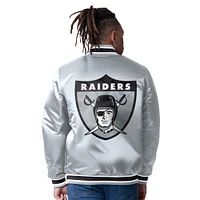 Men's Starter  Black/Silver Las Vegas Raiders Closer Reversible Satin Full-Snap Jacket