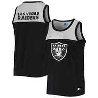 Men's Starter Black/Silver Las Vegas Raiders Team Touchdown Fashion Tank Top