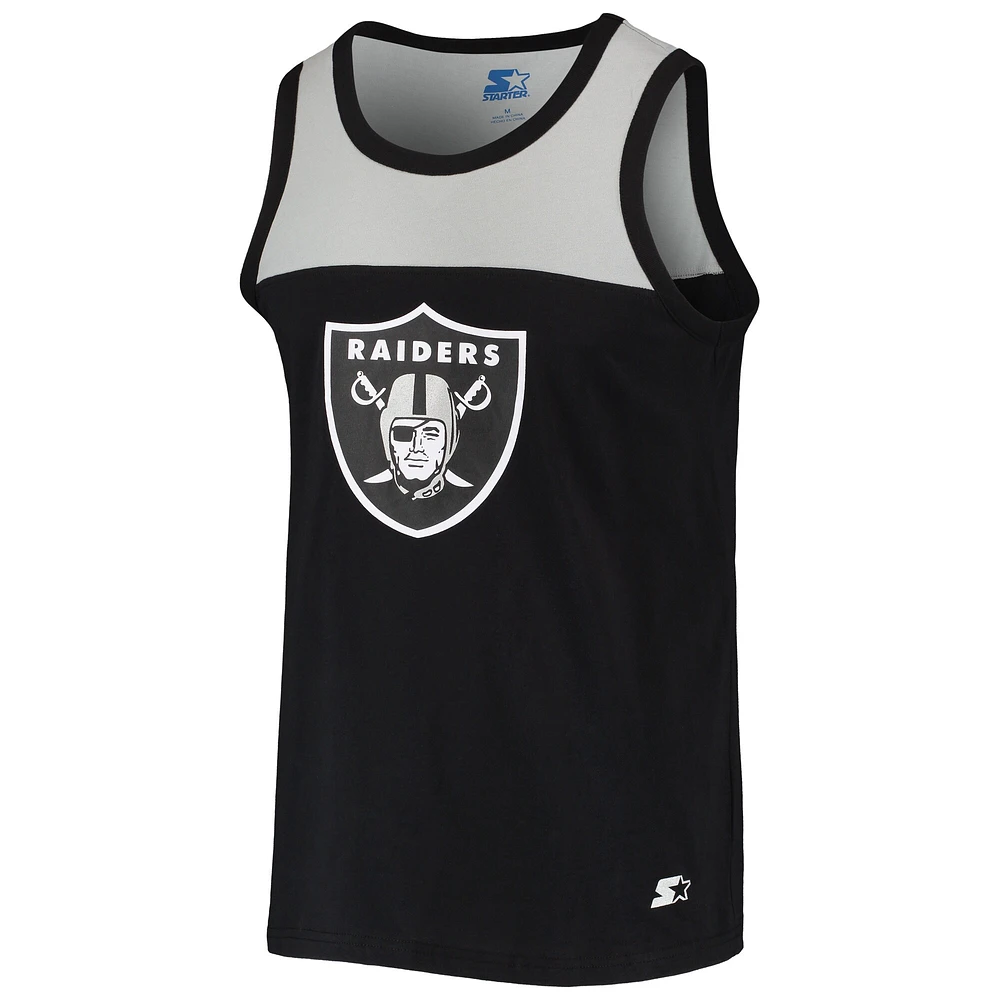 Débardeur Starter noir/argent Las Vegas Raiders Team Touchdown pour homme