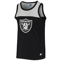 Men's Starter Black/Silver Las Vegas Raiders Team Touchdown Fashion Tank Top