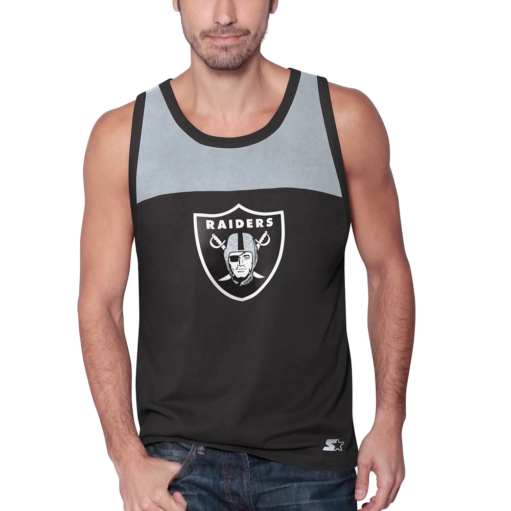Men's Starter Black/Silver Las Vegas Raiders Touchdown Fashion - Tank Top