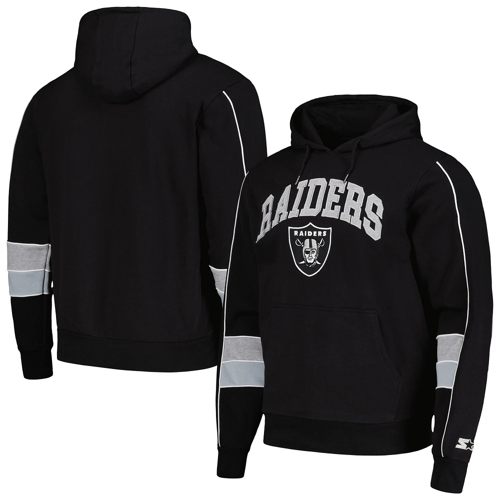 Sweat à capuche pour hommes Starter noir Las Vegas Raiders Captain