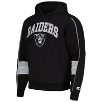 Men's Starter Black Las Vegas Raiders Captain Pullover Hoodie