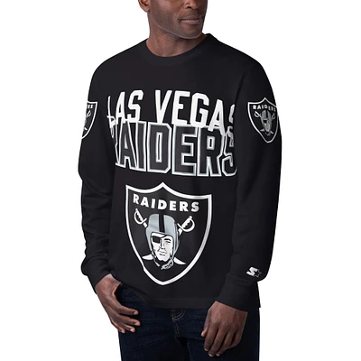 Men's Starter Black Las Vegas Raiders Clutch Hit Long Sleeve T-Shirt