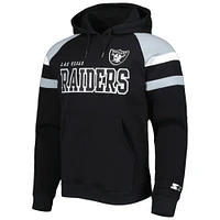 Men's Starter Black Las Vegas Raiders Draft Fleece Raglan Pullover Hoodie