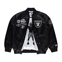 Veste universitaire en satin noir exclusive Starter Las Vegas Raiders pour homme