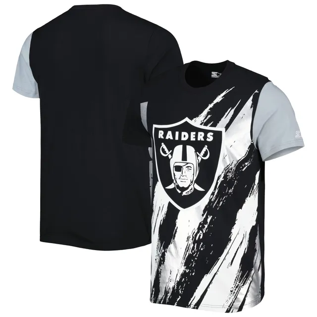 Men's Starter Silver Las Vegas Raiders Cross-Check V-Neck Long Sleeve T-Shirt Size: Medium