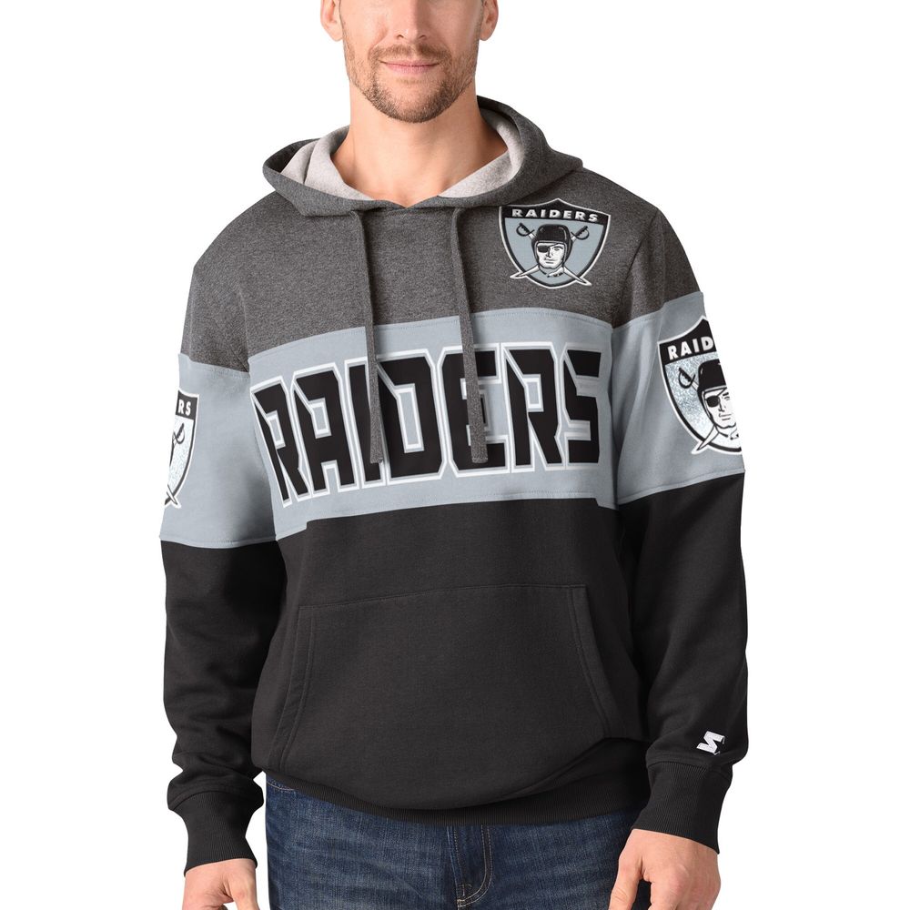 Men's Starter Black Las Vegas Raiders Extreme Fireballer Throwback - Pullover Hoodie