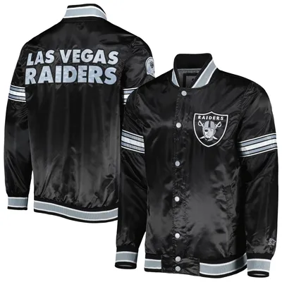 Las Vegas Raiders Starter Midfield Satin Full-Snap Varsity Jacket - Black