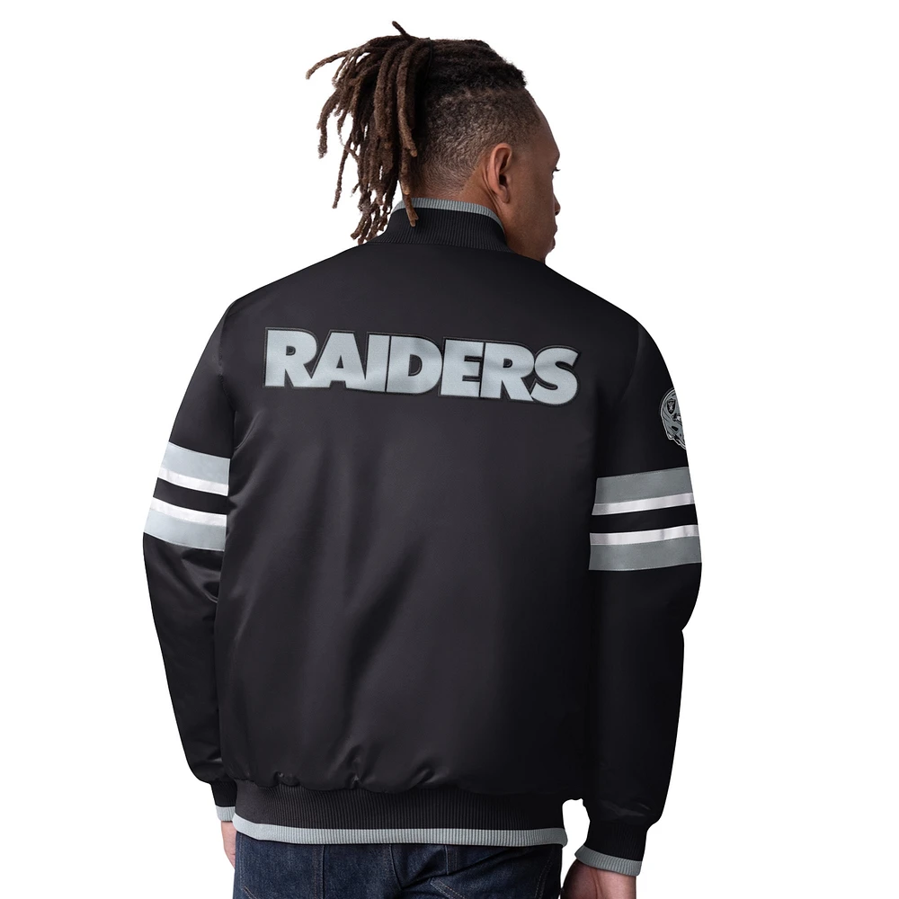 Men's Starter Black Las Vegas Raiders Scout I Full-Snap Varsity Jacket