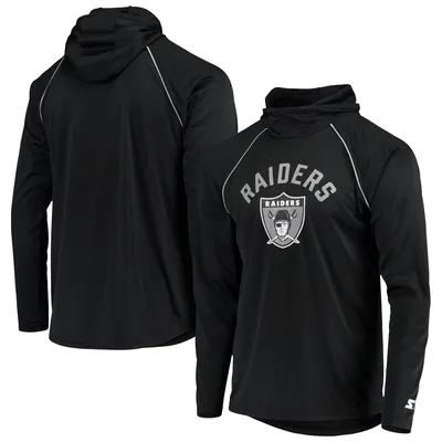 Las Vegas Raiders Starter Throwback Raglan Hoodie Long Sleeve T-Shirt - Black