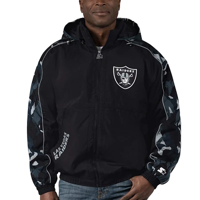 Sweat à capuche entièrement zippé Starter Black Las Vegas Raiders Thursday Night Gridiron pour hommes