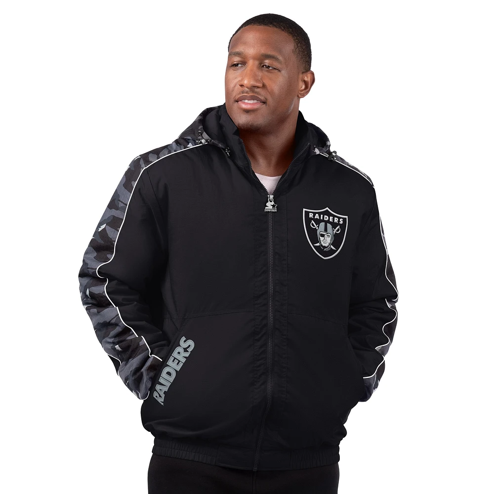 Veste zippée complète pour homme Starter Black Las Vegas Raiders Thursday Night Gridiron