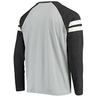 Men's Starter Silver/Black Las Vegas Raiders Throwback League Raglan Long Sleeve Tri-Blend T-Shirt