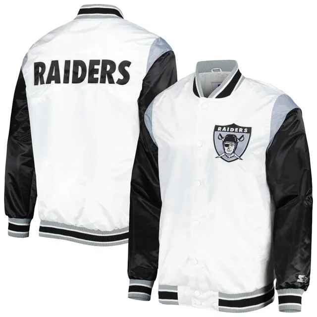 Las Vegas Raiders Starter Midfield Satin Full-Snap Varsity Jacket - Black