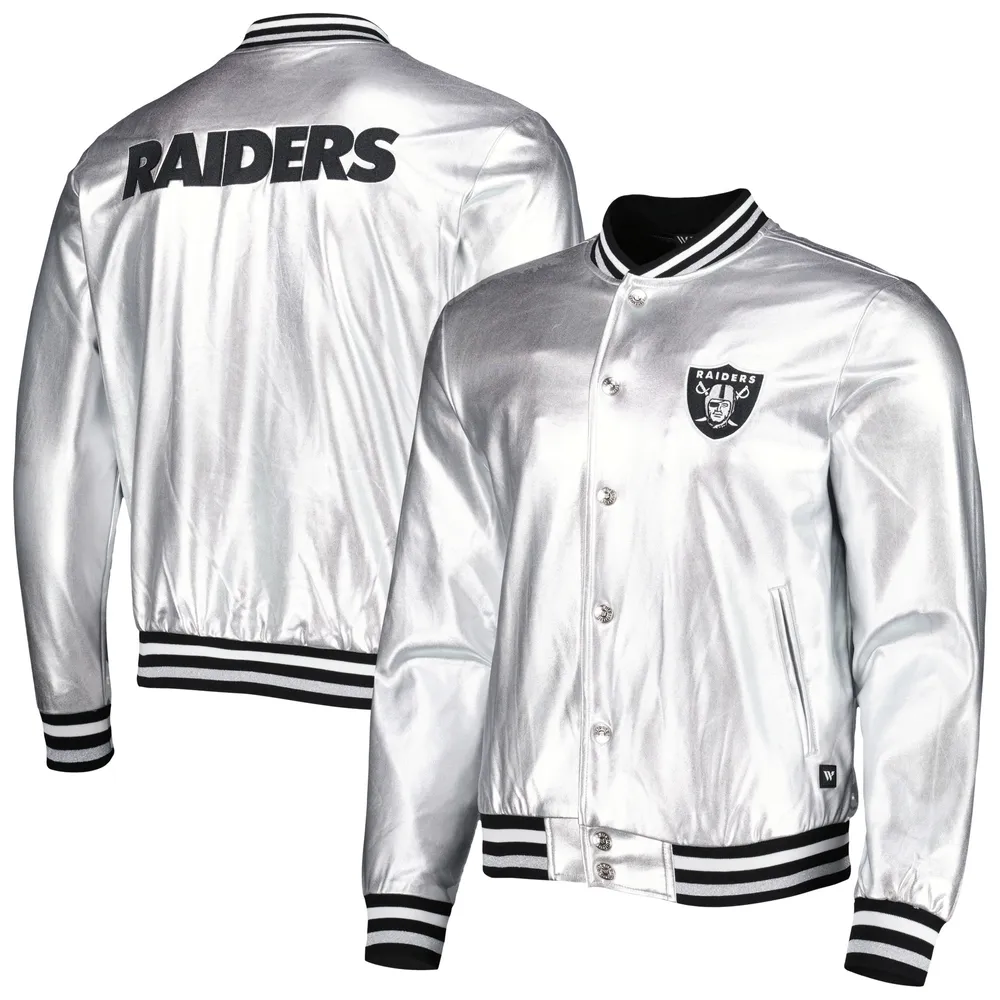 Las Vegas Raiders The Wild Collective Metallic Bomber Full-Snap Jacket -  Silver