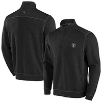 Sweat-shirt à demi-zip Tommy Bahama pour homme, noir, Las Vegas Raiders, Tobago Bay, grandes tailles