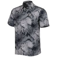 Men's Tommy Bahama Black Las Vegas Raiders Coast Luminescent Fronds Camp IslandZone Button-Up Shirt