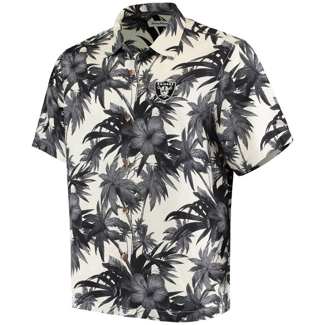 Chemise boutonnée Tommy Bahama Las Vegas Raiders Sport Harbor Island Hibiscus Camp pour homme