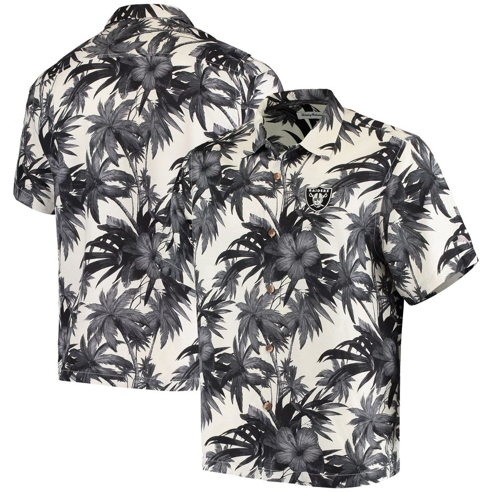 Tommy Bahama Men's Tommy Bahama Black Las Vegas Raiders Sport Harbor Island  Hibiscus Camp Button-Up Shirt