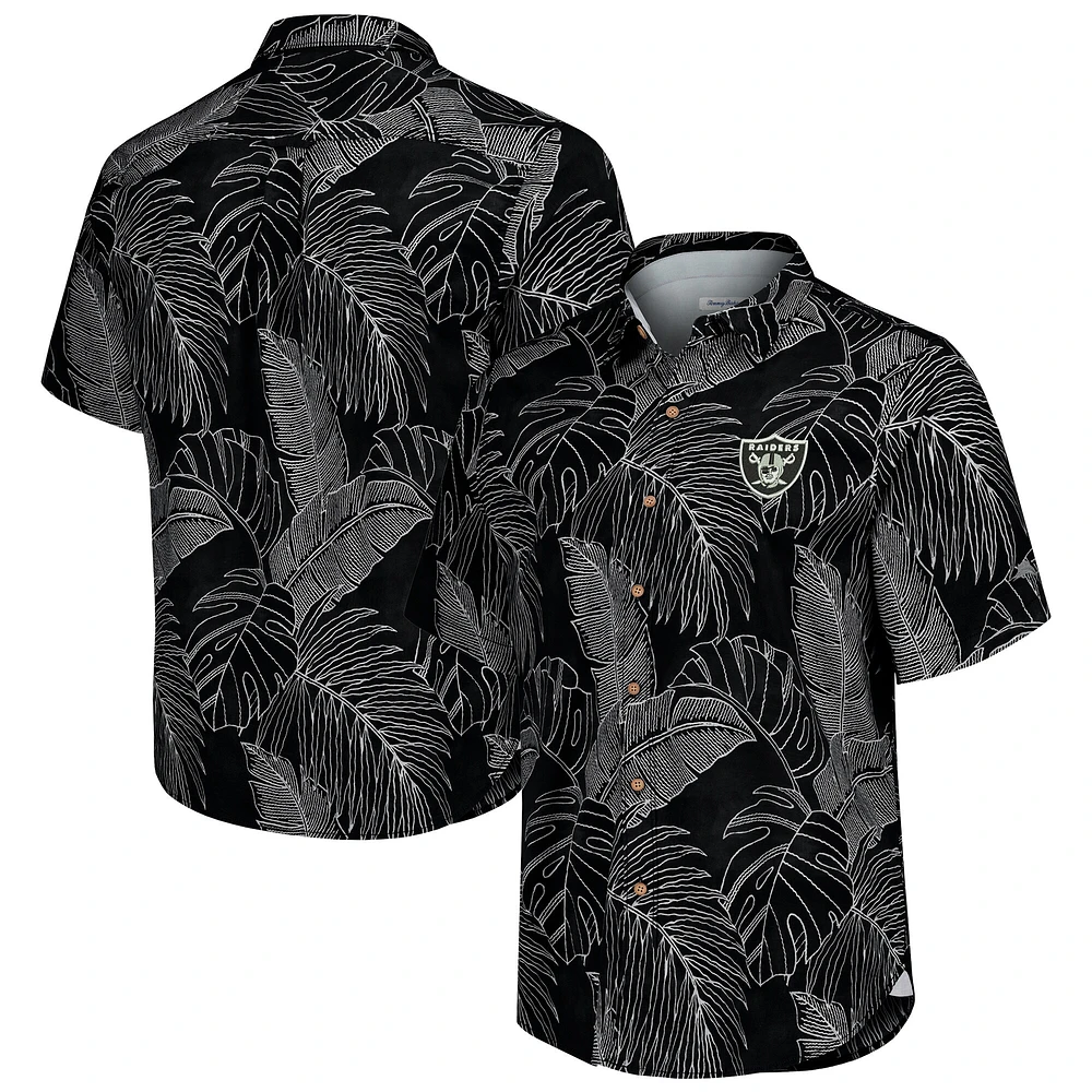 Chemise boutonnée Tommy Bahama noire Las Vegas Raiders Sport Vine Line pour hommes