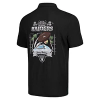 Chemise boutonnée Tommy Bahama noire pour hommes des Las Vegas Raiders Tidal Kickoff Camp