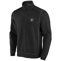 Men's Tommy Bahama Black Las Vegas Raiders Tobago Bay Tri-Blend Half-Zip Sweatshirt