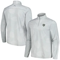 Sweat-shirt à demi-zip Tommy Bahama gris Las Vegas Raiders Delray Frond IslandZone pour hommes