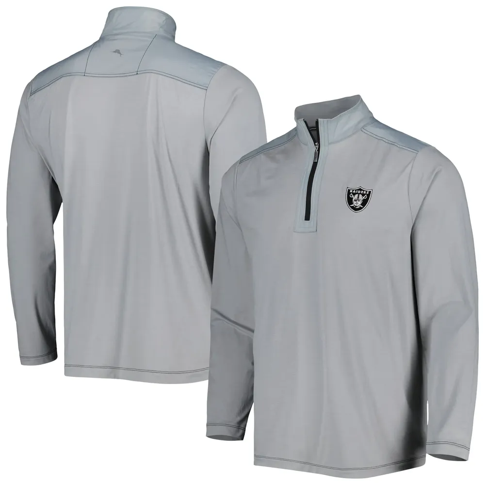 Men's Tommy Bahama Gray Las Vegas Raiders On Deck IslandZone Half-Zip Jacket