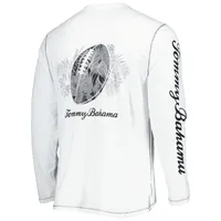 T-shirt à manches longues Tommy Bahama Las Vegas Raiders blanc avec lacets pour homme