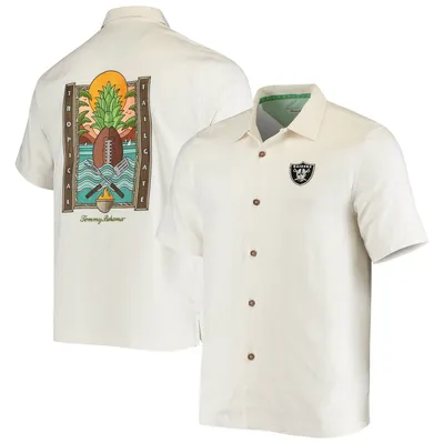 Las Vegas Raiders Tommy Bahama Sport Tropical Tailgate Silk Button-Up Shirt - White