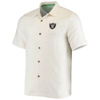 Men's Tommy Bahama White Las Vegas Raiders Sport Tropical Tailgate Silk Button-Up Shirt