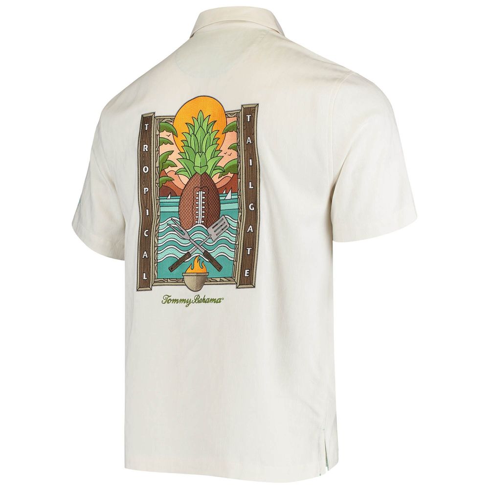 Men's Tommy Bahama White Las Vegas Raiders Sport Tropical Tailgate Silk Button-Up Shirt