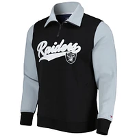 Sweat Tommy Hilfiger noir/argent Las Vegas Raiders Aiden Quarter-Zip pour homme