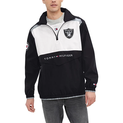 Haut à capuche demi-zip Tommy Hilfiger pour hommes noir/blanc Las Vegas Raiders Carter