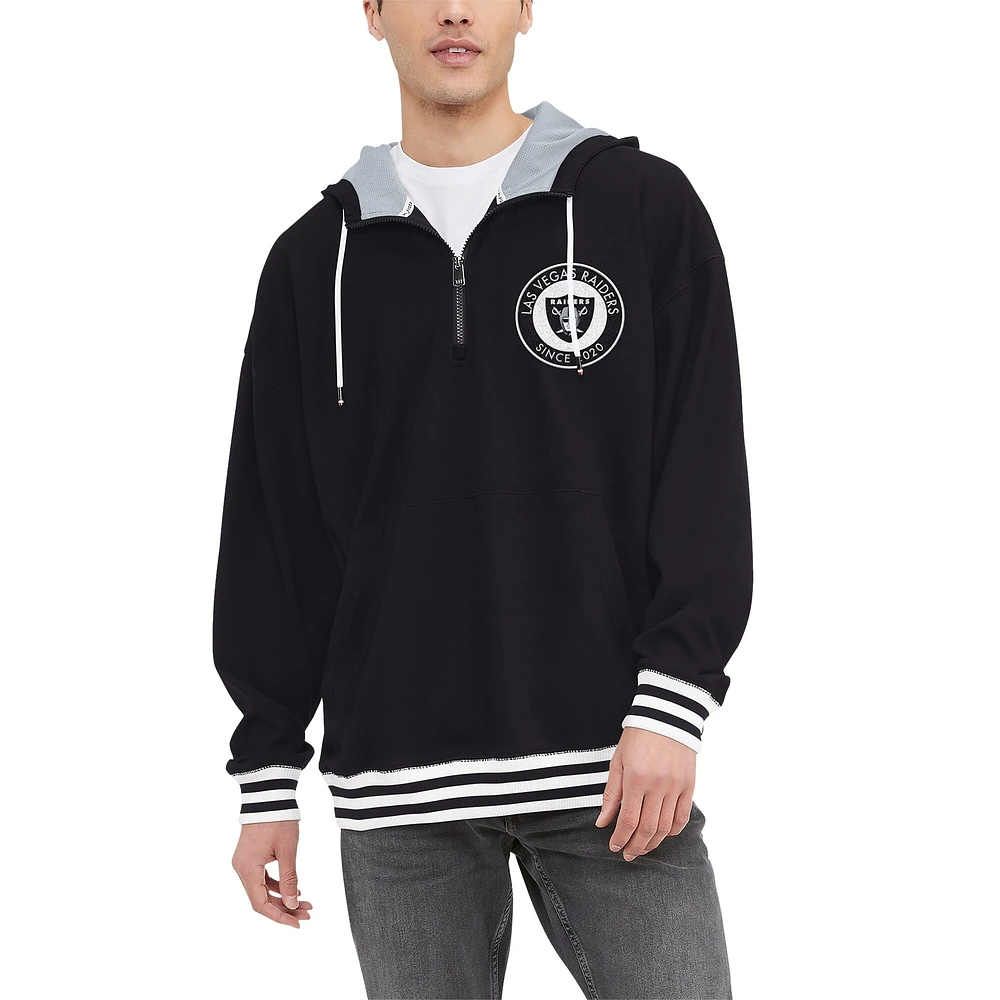 Sweat à capuche noir quart de zip Tommy Hilfiger Las Vegas Raiders Aaron pour hommes