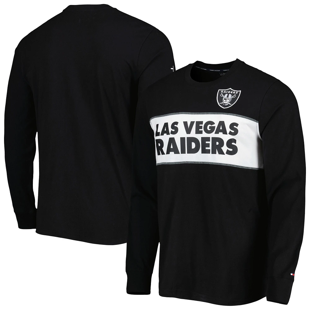 T-shirt à manches longues Tommy Hilfiger Las Vegas Raiders Peter Team noir pour homme