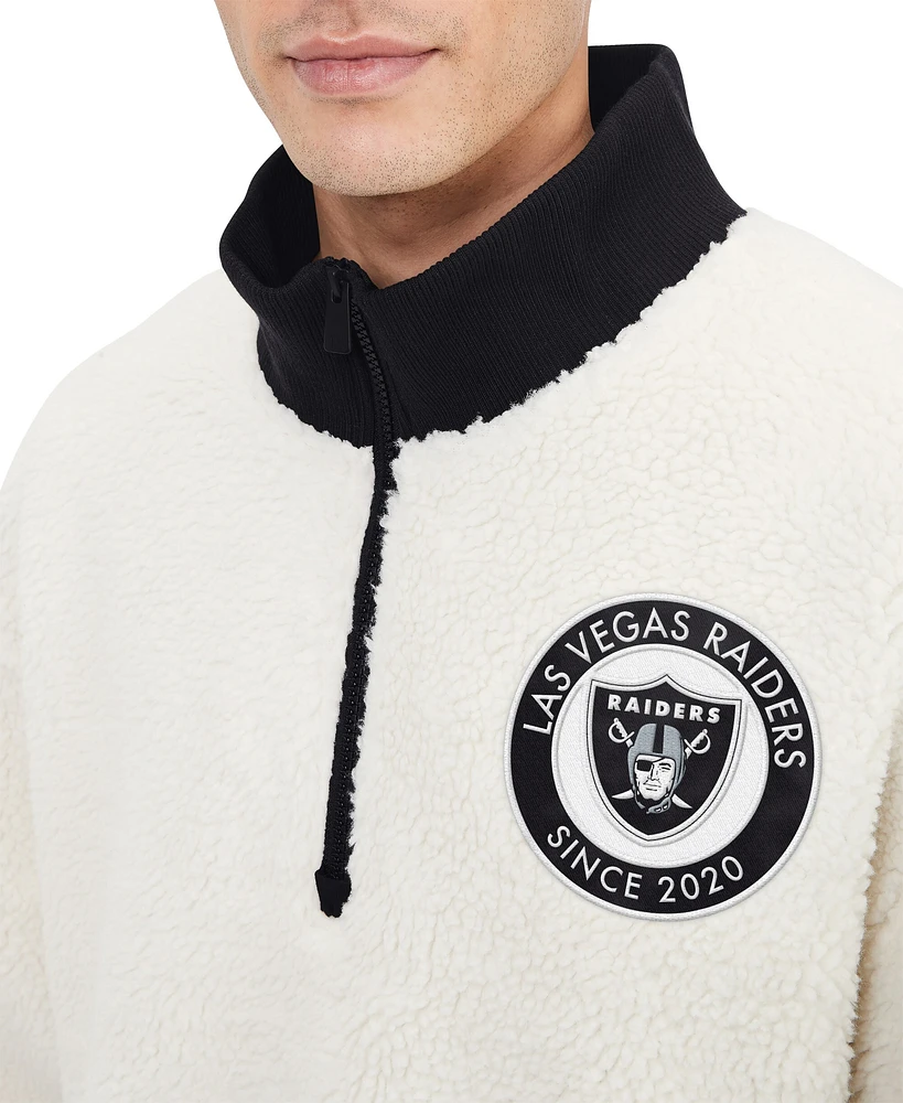 Men's Tommy Hilfiger  Cream Las Vegas Raiders Jordan Sherpa Quarter-Zip Sweatshirt