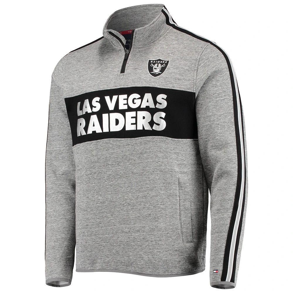 Men's Tommy Hilfiger Heathered Gray Las Vegas Raiders Mario Quarter-Zip Jacket