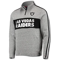 Veste Tommy Hilfiger gris chiné pour hommes Las Vegas Raiders Mario Quarter-Zip