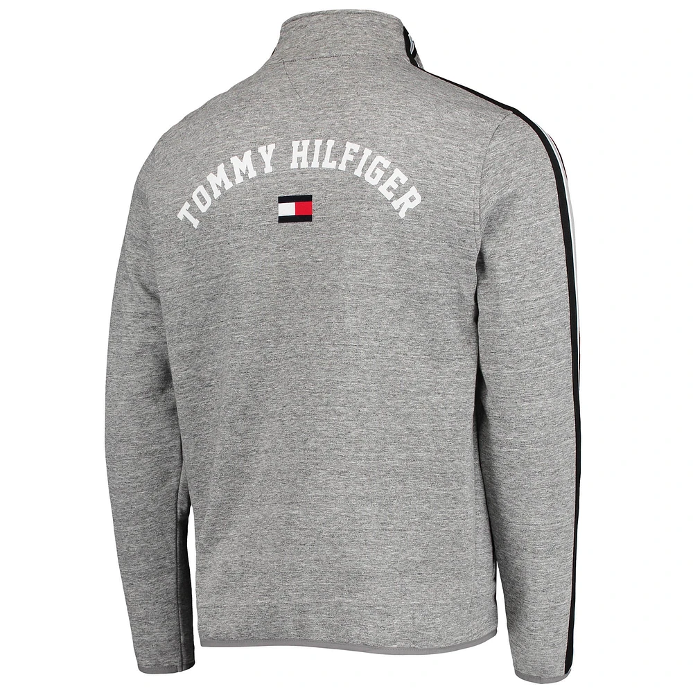 Veste Tommy Hilfiger gris chiné pour hommes Las Vegas Raiders Mario Quarter-Zip