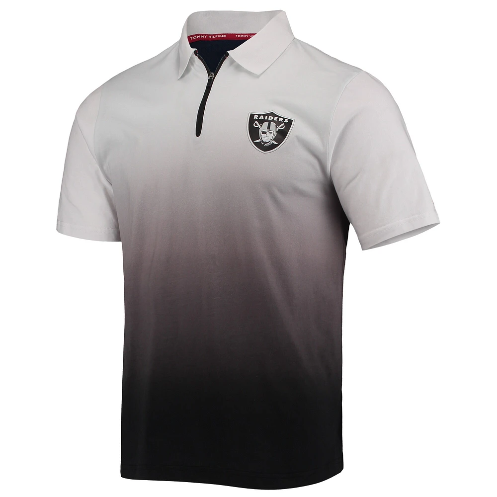 Polo Tommy Hilfiger Las Vegas Raiders Rory quart zippé blanc/noir pour homme