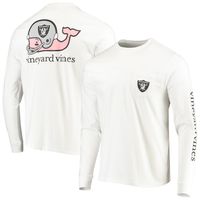 Men's Vineyard Vines White Las Vegas Raiders Whale Helmet Long Sleeve T-Shirt