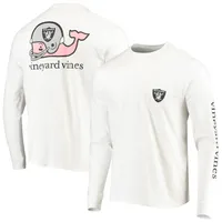 T-shirt à manches longues avec casque de baleine des Las Vegas Raiders Vineyard Vines pour homme, blanc