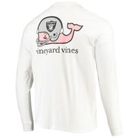 Men's Vineyard Vines White Las Vegas Raiders Whale Helmet Long Sleeve T-Shirt