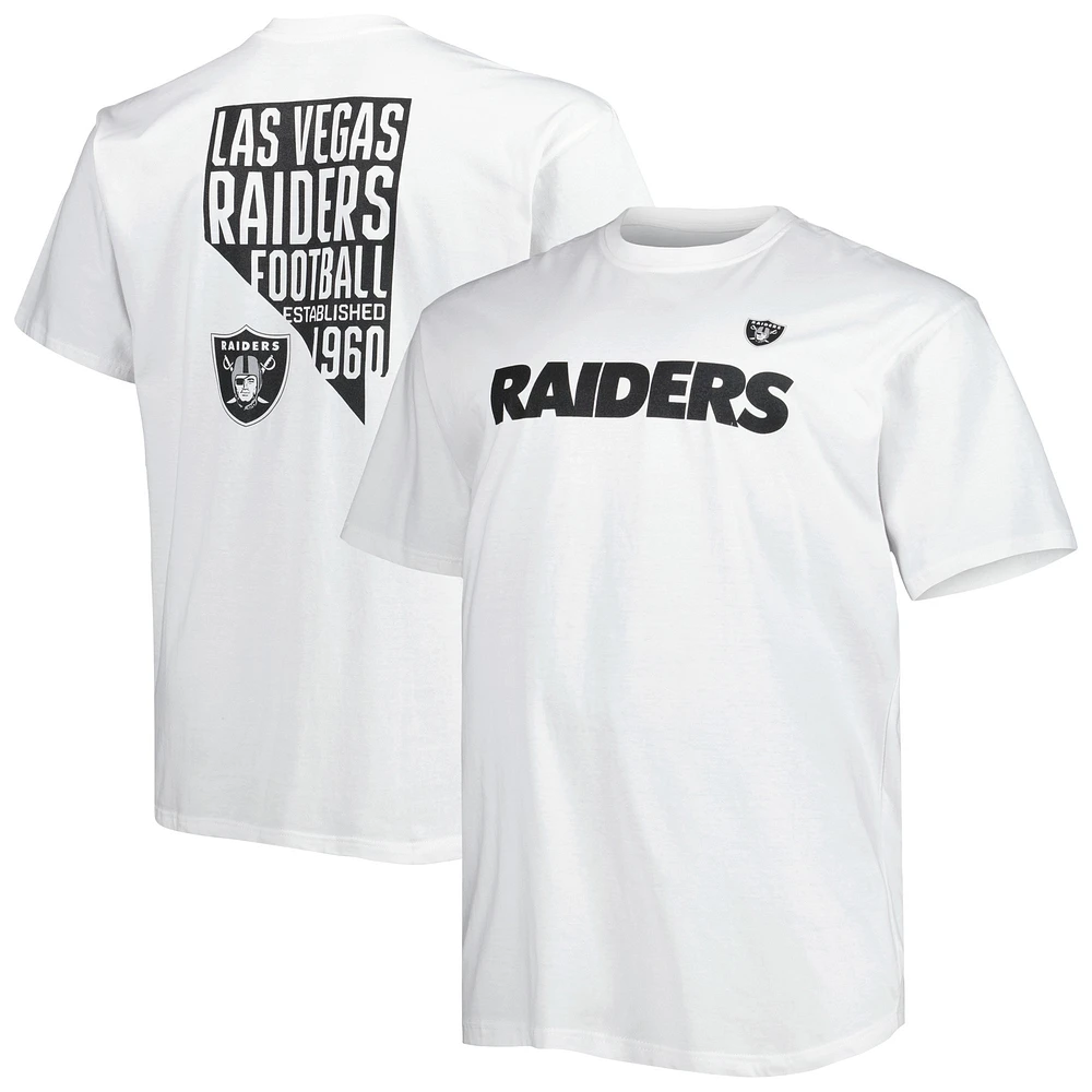 T-shirt blanc Hot Shot de la collection Hometown Fanatics pour hommes des Raiders Las Vegas Big & Tall